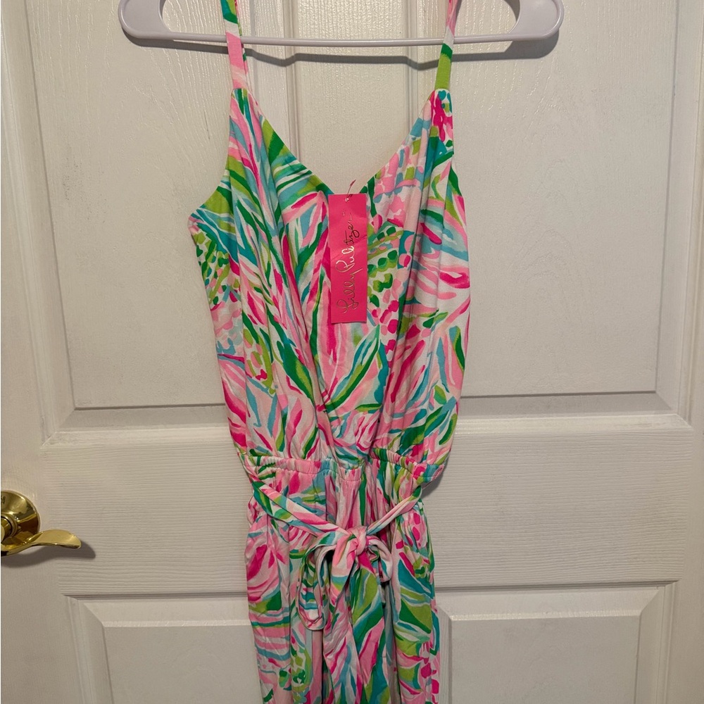 Lilly Pulitzer Pink Green Blue Printed Jumpsuit Romper